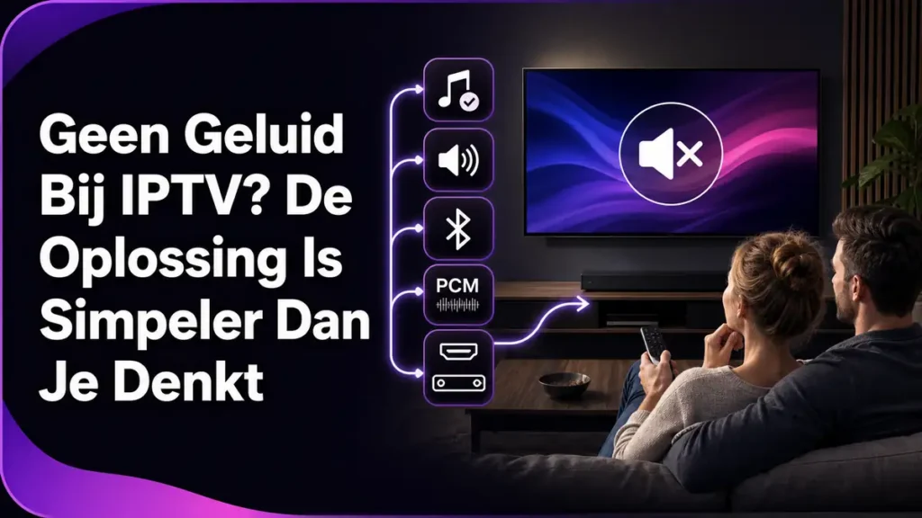 Geen geluid bij IPTV met televisie soundbar audiotrack en volumeoplossing